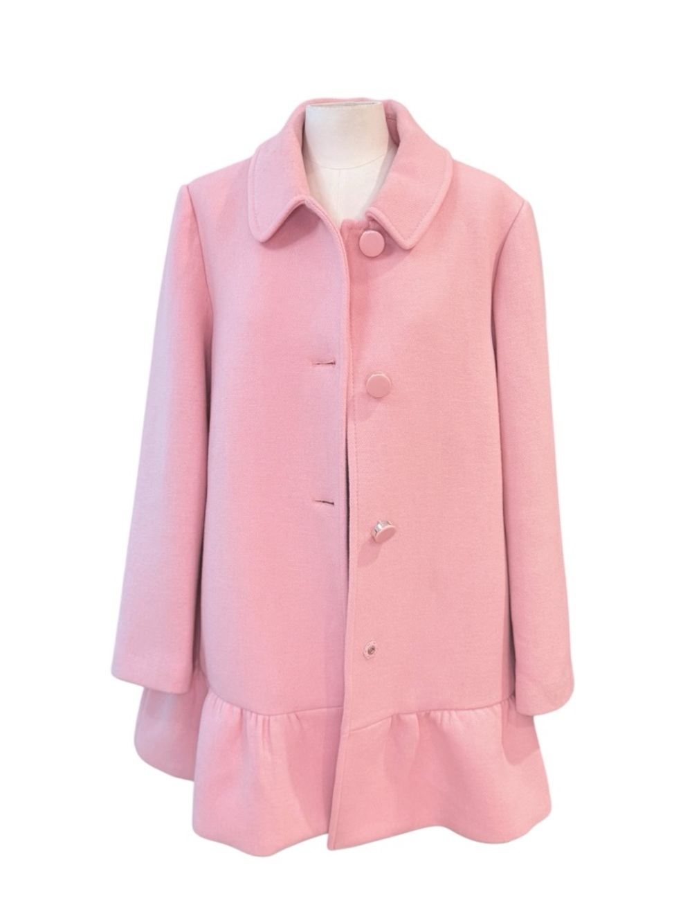 Kate Spade Pink Ruffle Hem Coat Size Large Coquette Balletcore Feminine Spring - Picture 4 of 12